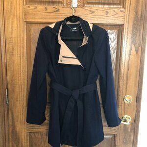 Dennis Basso Two-toned Water Resistant Hooded Coat - Size Small